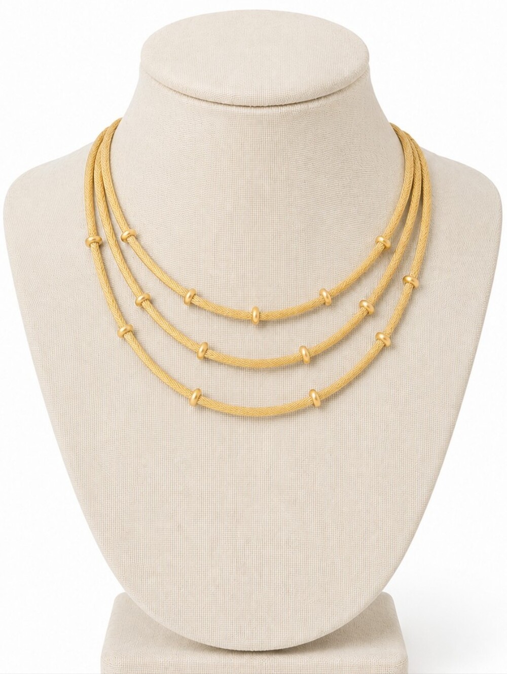 Vintage 80s/90s  Anne Klein 3 Strand Gold Mesh Station Necklace 1980s Lion Tag